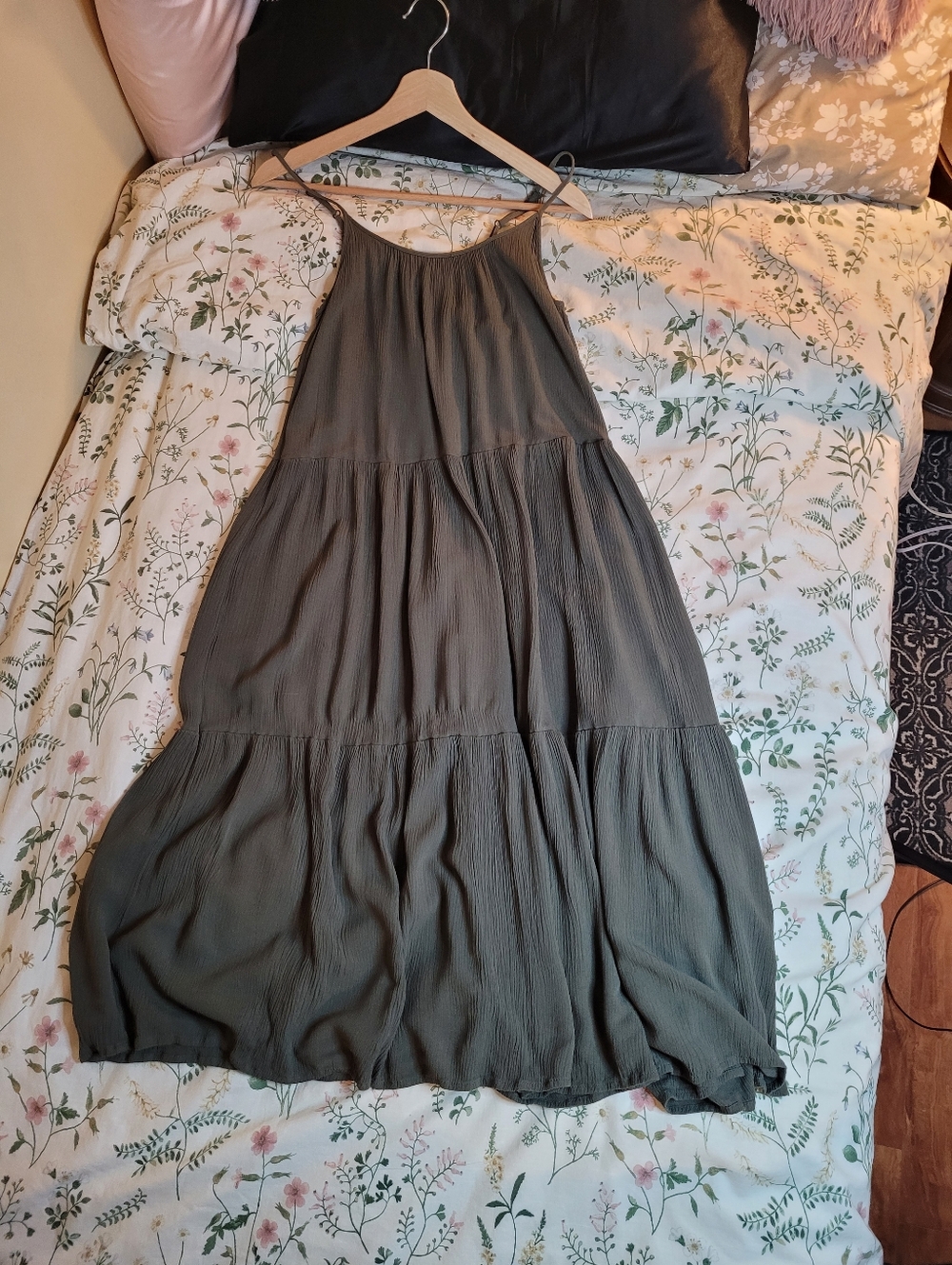 George Olive Green Tiered Maxi Dress